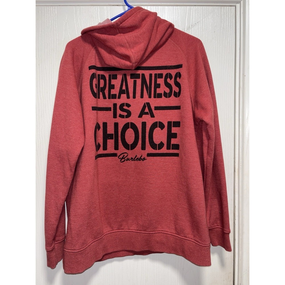 Burlebo Men's Red Fleece Pullover Hoodie Greatness Graphic Logo Size L - Picture 5 of 5